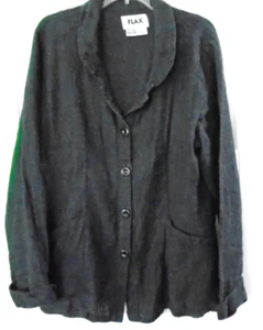 Giacca FLAX taglia media grigio antracite 100% lino con tasche autunno peso più pesante - Foto 1 di 9