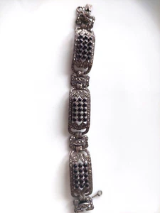 Encantadora pulsera de plata 925 con Markasita y perlas de ónix - Pulsera de plata - Imagen 1 de 14