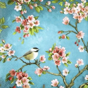 4x Paper Napkins -Blossom Bird- For Party, Decoupage Craft - Picture 1 of 3