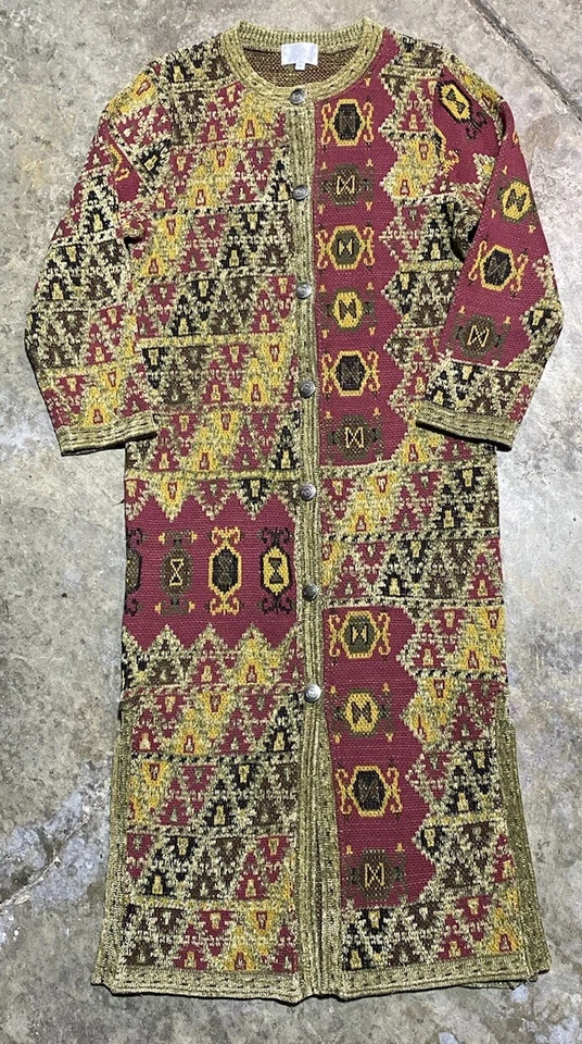 Cárdigan boho vintage suave envolvente tapiz largo arte para usar. Talla S. Foto 1 de 4