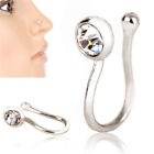 No-piercing Stainless Steel Crystal Ear Lip Hoop Ring Nose Clip Women Jewelr.$ s