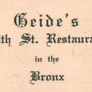 1950s Geide's Restaurant Bar Grill 379 East 148th Street Bronx New York City NYC - Picture 1 of 3