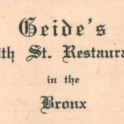 1950s Geide's Restaurant Bar Grill 379 East 148th Street Bronx New York City NYC - Image 1 of 3
