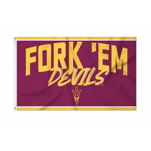 Arizona State Sun Devils Red Background Team Logo Script Flag 3x5 FT Banner - Picture 1 of 1