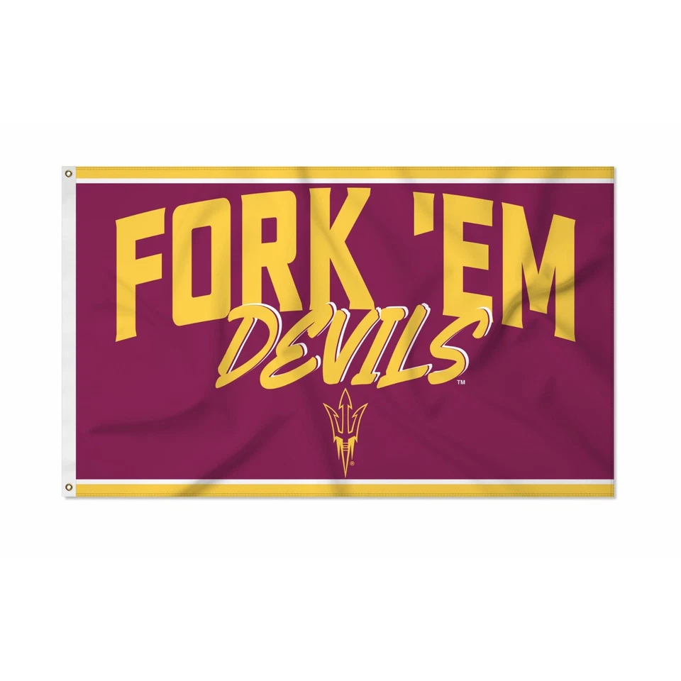 Arizona State Sun Devils Red Background Team Logo Script Flag 3x5 FT Banner - Image 1 of 1