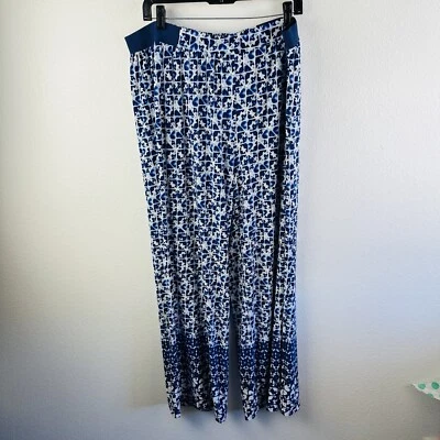 Ruby Rd. Blue White Tie Dye Wide Leg Boho Pants Size 1X - Image 1 of 4