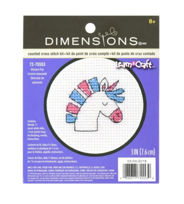 Dimensions UNICORN FUN Counted Cross Stitch Kit, 72-75553 Learn A Craft - image 1 of 3