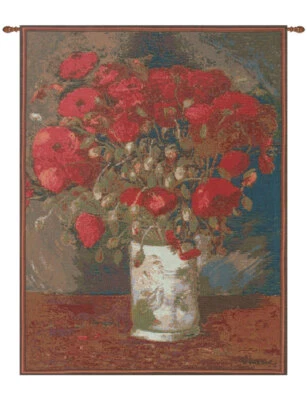 Tapeçaria francesa jacquard tecido floral Poppies Van Gogh pendurada na parede 25x18 pol - Imagem 1 de 4