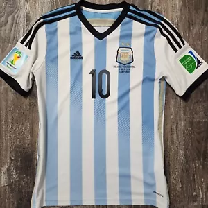 2014 Camiseta deportiva de fútbol para el hogar Lionel Messi niños XL Copa del Mundo Brasil - Imagen 1 de 7
