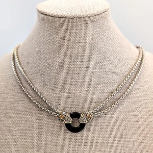 Designer John Medeiros Nouveau Collection Double Strand Onyx Topaz Necklace 16" - Picture 1 of 9
