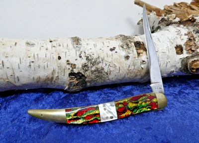 复古 * * 稀有 * * KA-BAR 圣诞树 TOOTHPICK 折叠刀 带珍珠母 — 第 1/4 张图片