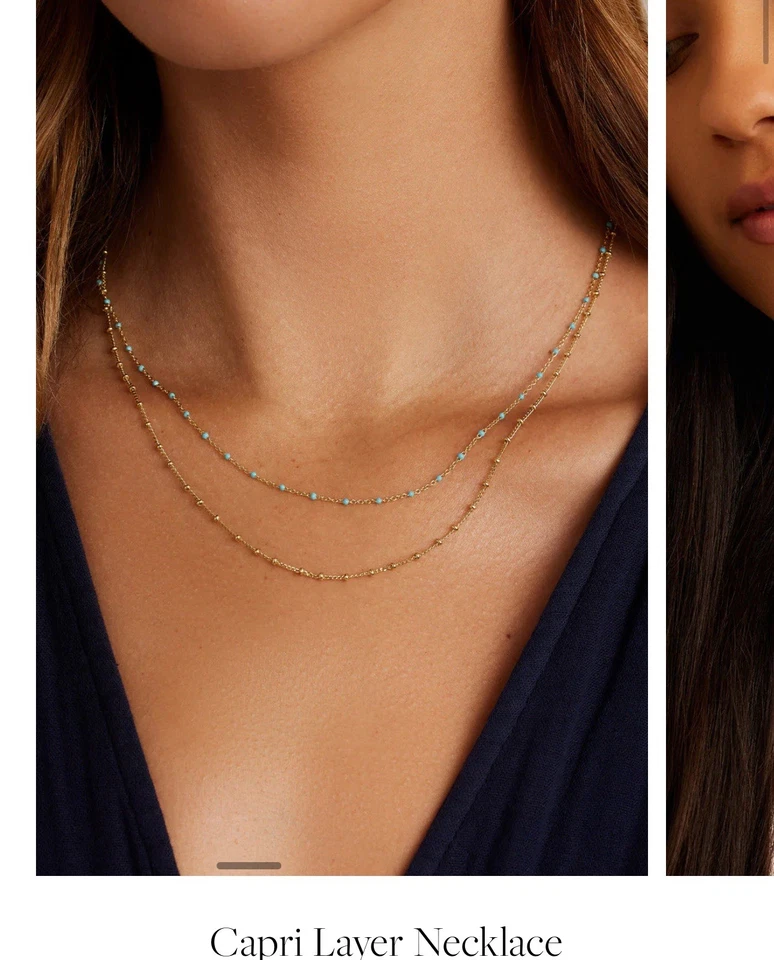 Collar Gorjana Capri Doble Capa Dorado Y Turquesa Foto 1 de 4