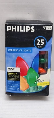 NEW PHILIPS 25 CERAMIC C7 CHRISTMAS LIGHTS MULTI COLOR ENERGY EFFICIENT  IN OUT - Image 1 of 4