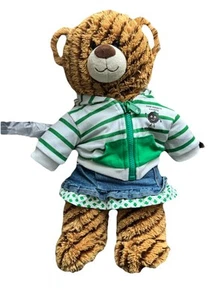 Build a Bear SAMOA COOKIE Girl Scouts Green White Stripe Jacket Denim Skirt - Picture 1 of 6