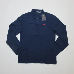 Levi's Men's Housemark Polo Shirt Sz M Slim Fit L/S Navy Blue Casual Top - Picture 1 of 8