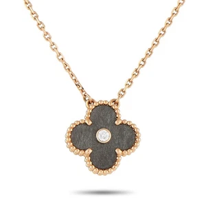 Collar colgante de diamantes de oro rosa de 18 quilates Van Cleef & Arpels Holiday Alhambra #504 - Imagen 1 de 5