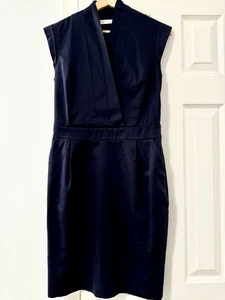 Reiss Navy Blue Pencil Shift Dress Office Career Suit Sz 6 Boss Presentation - Picture 1 of 12