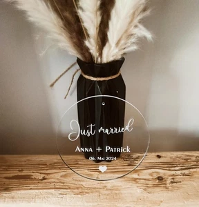 Just married | Schild aus Acryl | Türkranz | Rund | Geschenkidee - Bild 1 von 2