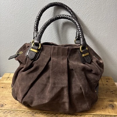 Banana Republic Large Brown Suede Black Leather Tote Purse Handbag EUC - Image 1 of 4