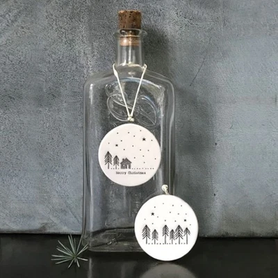 Este de la India Cerámica Invierno Feliz Navidad Bola Plana Árbol Decoración 5,5 cm Foto 1 de 3