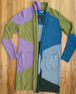 Zaket & Plover Cardigan Fleck Spot Lime Combo New with Tags Lambswool Nylon - Picture 1 of 10