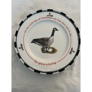 Tuxton On The Sixth day of Christmas Geese A Laying china plate set of 4 NEW - Picture 1 of 7