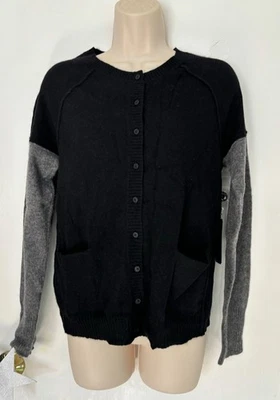 Nuevo Cárdigan Suéter ONLY MINE Mujer 2 Capas 100% Cachemira Negro Gris Talla M Nuevo con Etiquetas Foto 1 de 4