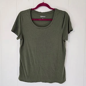 Quince Tee Shirt Army Green Lightweight Short Sleeve Scoop Neck Size Large - Picture 1 of 6