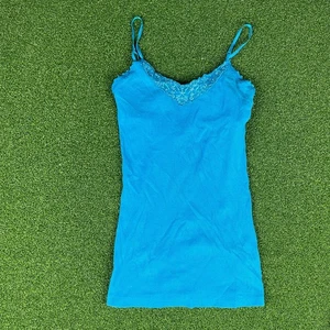 Vintage Y2K Aeropostale Blue Lace Trim Layering Cami Sz M - Picture 1 of 6