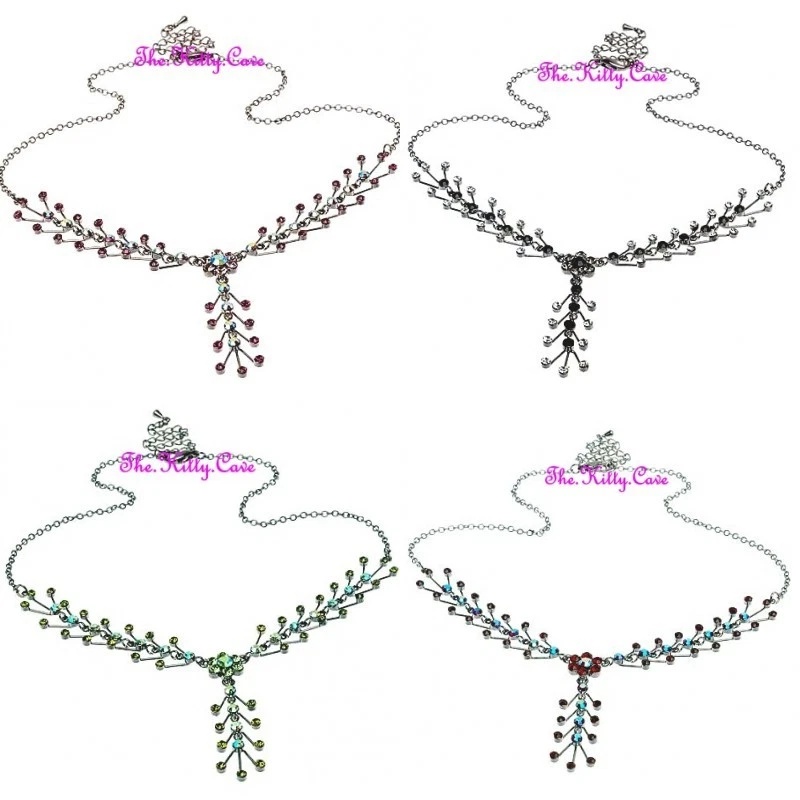 Deco Moulin Burlesque Cocktail Statement Arrows Y Necklace w/ Swarovski Crystals - Image 1 of 1