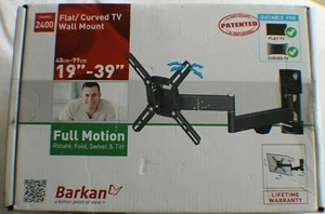 Barkan 4-Movement Flat/ Curved TV Wall Mount Full Motion - Rotate, Fold, Swivel  - Picture 1 of 4