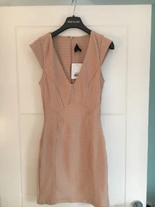 Topshop Cream Nude Gold Bandage Zip Bodycon V Party Mini Dress BNWT 8 RRP £48 - Picture 1 of 3