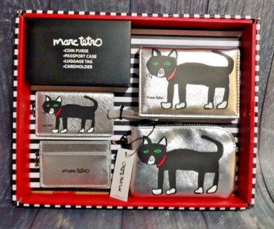 Marc Tetro Cat Travel Set - Monedero Pasaporte Estuche Equipaje Etiqueta Tarjetero NUEVO Foto 1 de 4