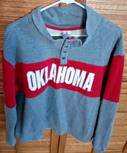 Oklahoma Sooners Mens Large Pullover Sweatshirt Long Sleeve Shirt Snaps - Picture 1 of 6