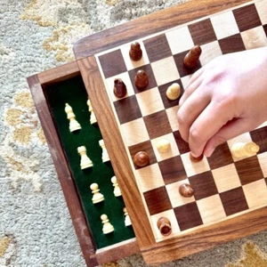 Drawer Chess Professional style 10"Wooden set with magnetic wood chess set - Picture 1 of 9
