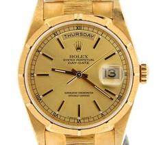 Mens Rolex Solid 18K Yellow Gold Day Date President Watch Bark Champagne 18248