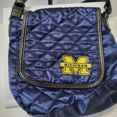University Of Michigan Purse Crossbody Womens Satin Quilted Sports Fan Cover