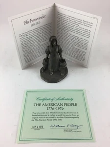 Figurina Franklin Mint The Homesteader 1974 peltro da collezione ~ con certificato di autenticità - Foto 1 di 5