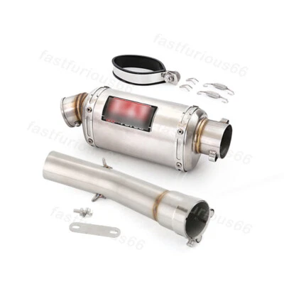 Exhaust Mid Link Pipe Steel Muffler Tips System Slip For Yamaha FZ1 2006-2015 - Image 1 of 4