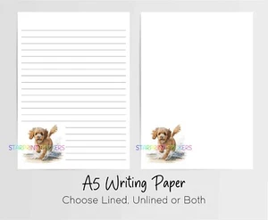 Papel de escribir y papelería Cavapoo albaricoque perro A5 regalo forrado por correspondencia - Imagen 1 de 1