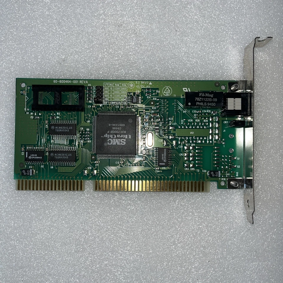 SMC RJ45 10Base-T 60-600464-001 ISA Ethernet Lan Network Adapter Card (in Box) - Image 1 of 4