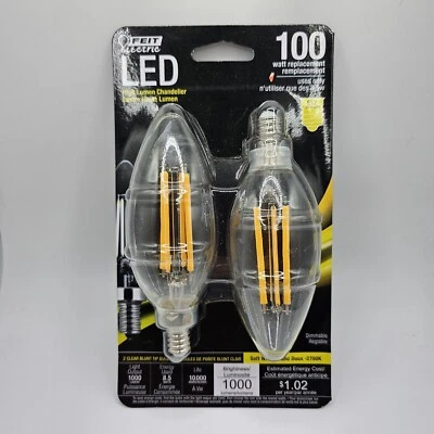 Feit 100 Watt Replacement LED High Lumen Chandelier 2700k Dimmable Soft White  - Image 1 of 4