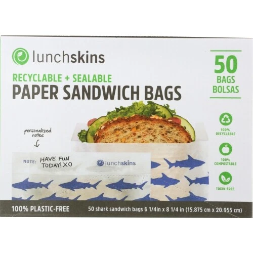 袋装纸三明治鲨鱼盒 12 X 50 盒 Lunchskins 出品 — 第 1/1 张图片