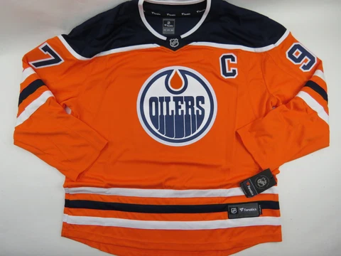 NEW! Connor McDavid Edmonton Oilers Fanatics Breakaway NHL Hockey Jersey Large Cover
