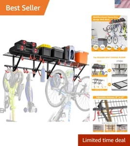 Garage Wall Shelving Includes Bike Hooks, Sturdy Adjustable Garage Shelving W... - Picture 1 of 7