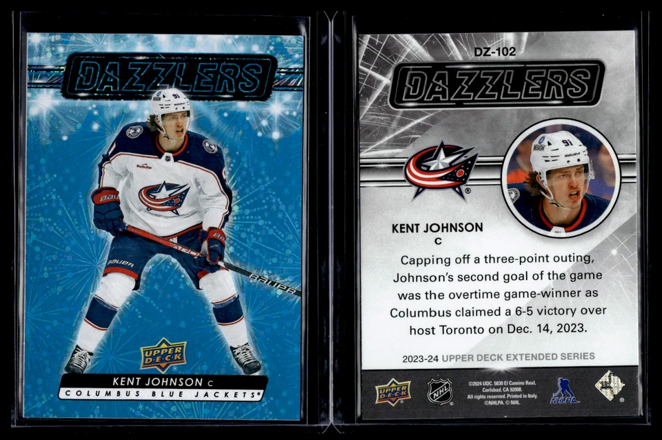 2023-24 Upper Deck Extended Series Blue Dazzlers #DZ-102 Kent Johnson - Image 1 of 1