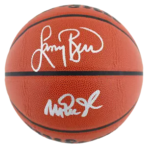 Magic Johnson & Larry Bird Authentic Signed Wilson Basketball BAS Witnessed - Picture 1 of 3