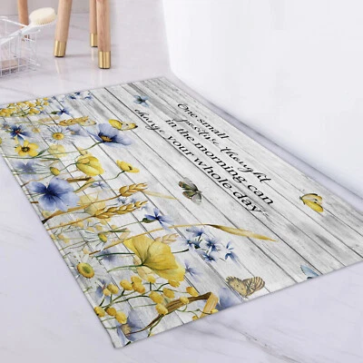 Alfombra vintage de flores silvestres azul y amarillo alfombra de dormitorio alfombras de sala de estar Foto 1 de 4