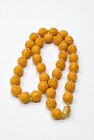 Perles rondes chinoises jaune cinabre brin de perles de cinabre