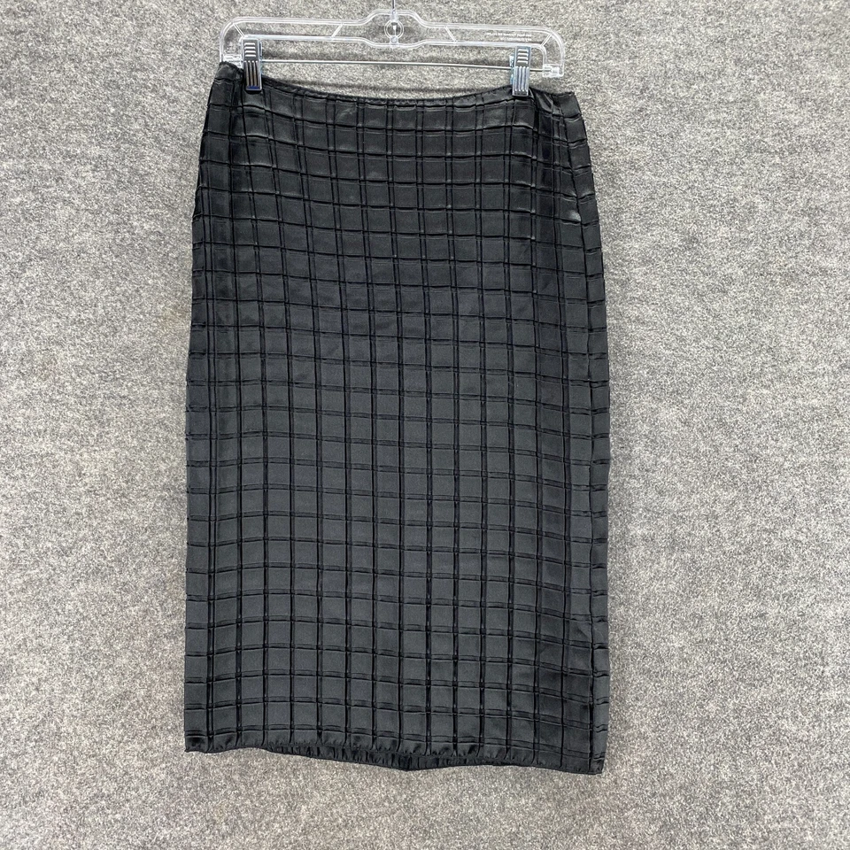 Leith Skirt Women M Medium Black Plaid Zipper A-Line Midi Mid Rise Casual - Image 1 of 4